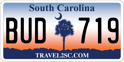 SC license plate BUD719