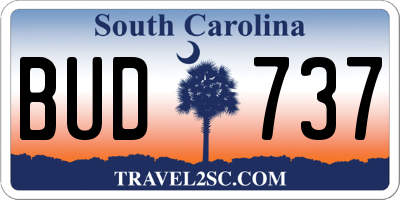 SC license plate BUD737