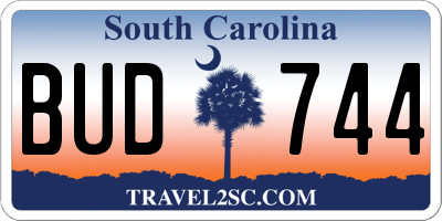 SC license plate BUD744