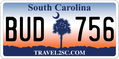 SC license plate BUD756
