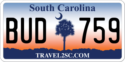 SC license plate BUD759
