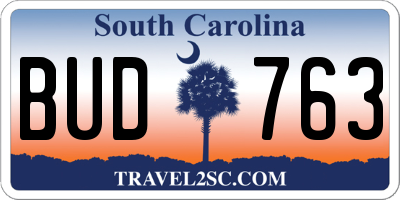 SC license plate BUD763