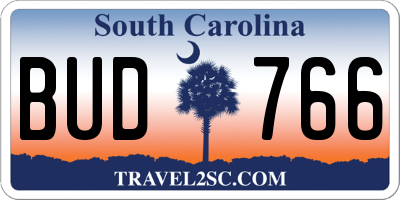 SC license plate BUD766