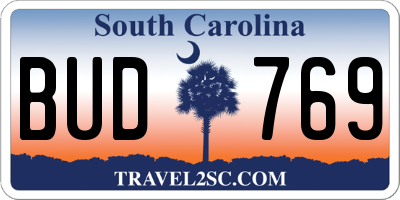 SC license plate BUD769