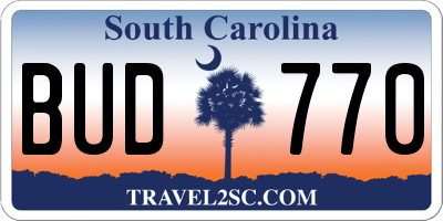 SC license plate BUD770