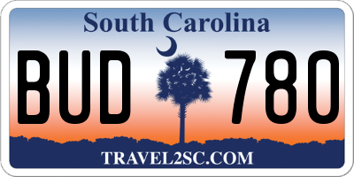 SC license plate BUD780