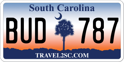 SC license plate BUD787