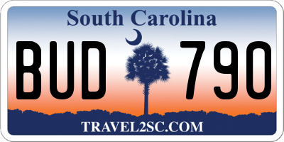 SC license plate BUD790