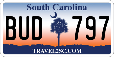 SC license plate BUD797