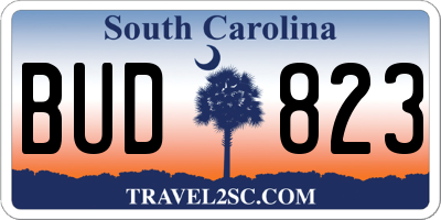 SC license plate BUD823