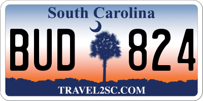 SC license plate BUD824