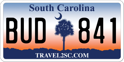 SC license plate BUD841