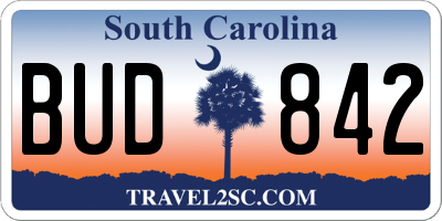 SC license plate BUD842