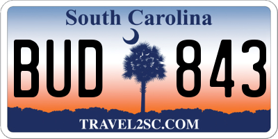SC license plate BUD843