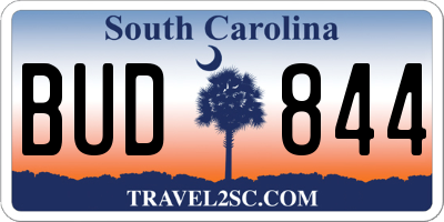 SC license plate BUD844
