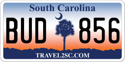 SC license plate BUD856