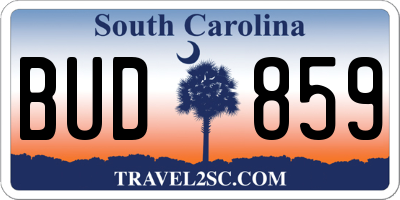 SC license plate BUD859