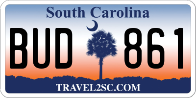 SC license plate BUD861