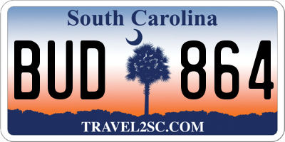 SC license plate BUD864
