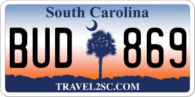 SC license plate BUD869