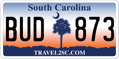 SC license plate BUD873