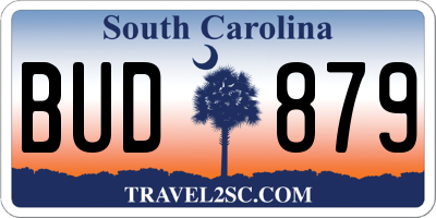 SC license plate BUD879