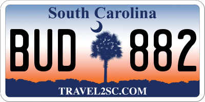 SC license plate BUD882