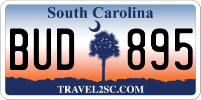 SC license plate BUD895