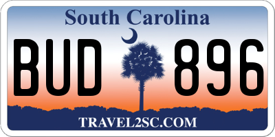 SC license plate BUD896
