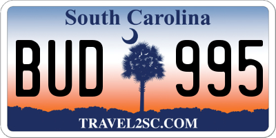 SC license plate BUD995