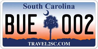 SC license plate BUE002