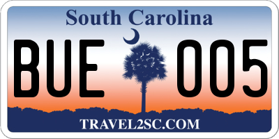 SC license plate BUE005
