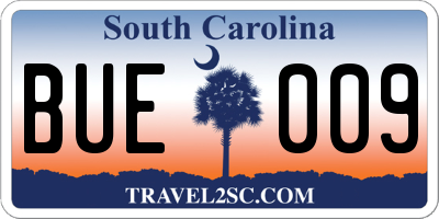 SC license plate BUE009
