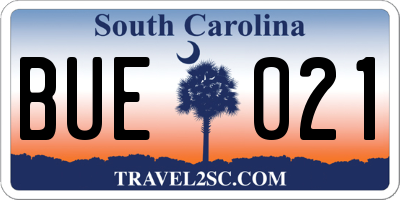 SC license plate BUE021