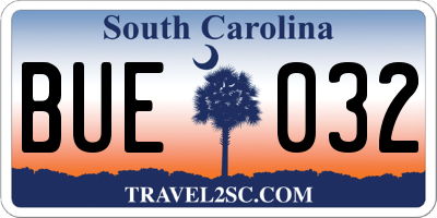 SC license plate BUE032