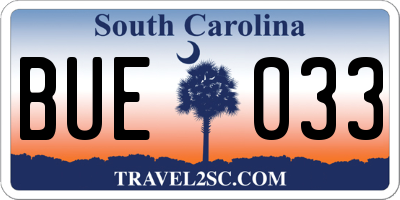 SC license plate BUE033