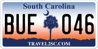 SC license plate BUE046