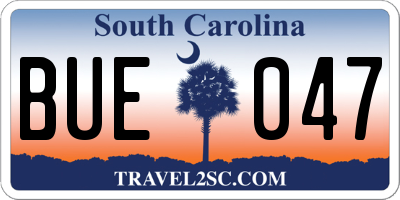 SC license plate BUE047