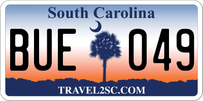 SC license plate BUE049