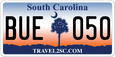 SC license plate BUE050