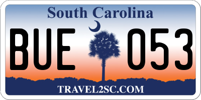 SC license plate BUE053