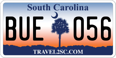 SC license plate BUE056