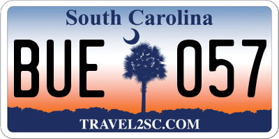 SC license plate BUE057