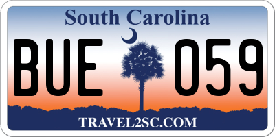 SC license plate BUE059