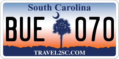 SC license plate BUE070