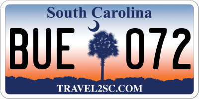SC license plate BUE072