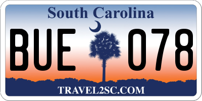 SC license plate BUE078