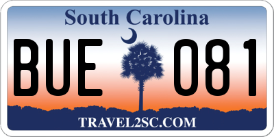SC license plate BUE081