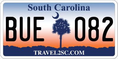 SC license plate BUE082