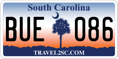 SC license plate BUE086